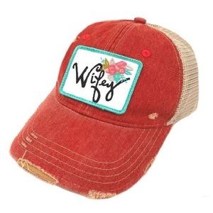 Judith March Wifey Floral Patch Adjustable Hat One Size